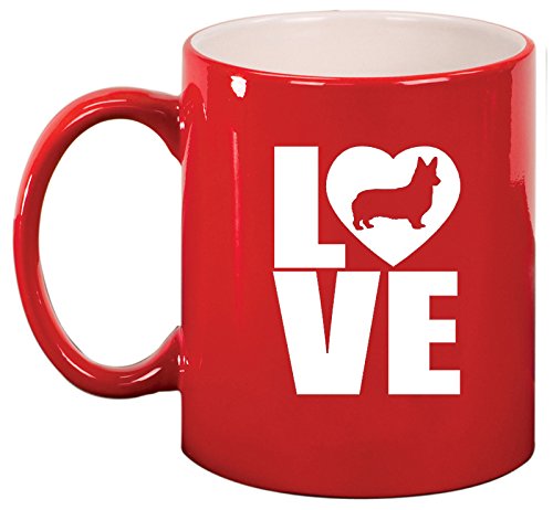 Ceramic Coffee Tea Mug Cup LOVE Corgi (Red)