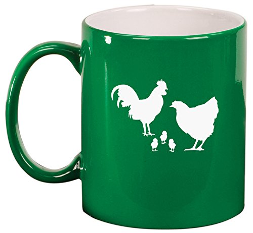 Ceramic Coffee Tea Mug Cup Chicken Family (Green)