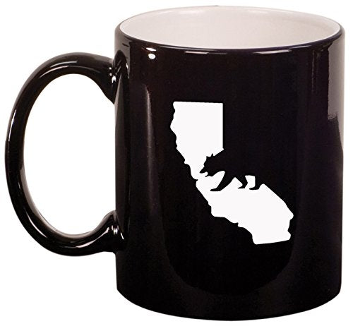Ceramic Coffee Tea Mug Cup Cali Bear California (Black)