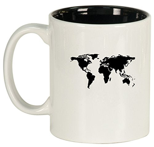 Ceramic Coffee Tea Mug Cup World Map (White)