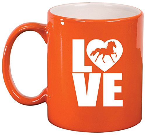 Ceramic Coffee Tea Mug Cup LOVE Horse (Orange)
