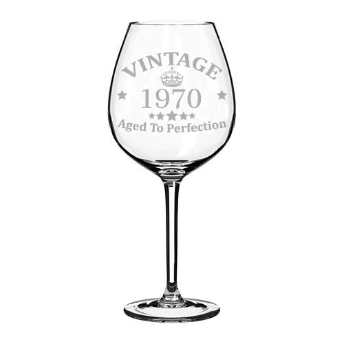 Wine Glass Goblet 48th Birthday Vintage Aged To Perfection 1970 (20 oz Jumbo)