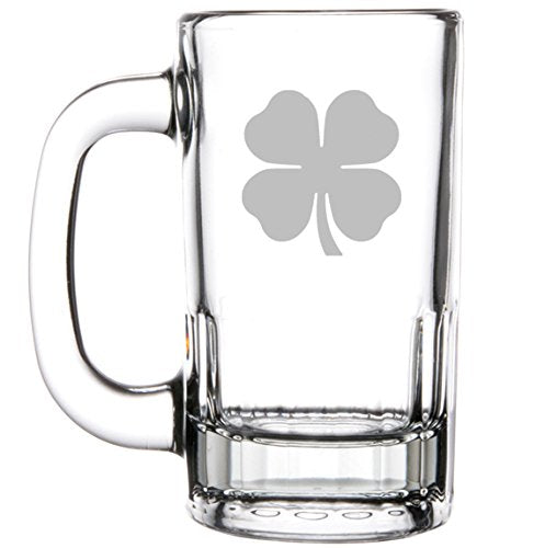 12oz Beer Mug Stein Glass 4 Leaf Clover