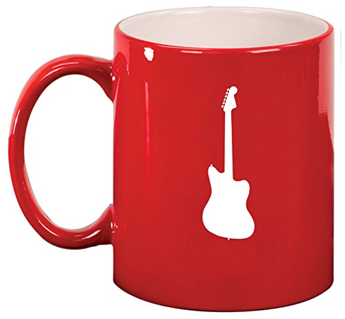 Ceramic Coffee Tea Mug Cup Bass Guitar (Red)