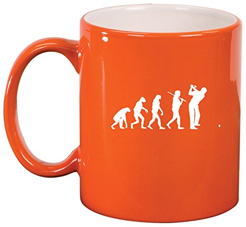 Ceramic Coffee Tea Mug Cup Evolution Golf (Orange)