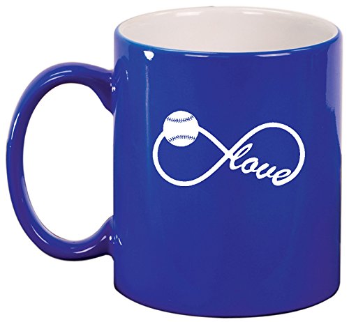 Ceramic Coffee Tea Mug Cup Infinity Infinite Love for Baseball Softball (Blue)