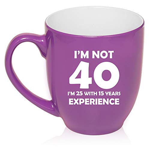 16 oz Large Bistro Mug Ceramic Coffee Tea Glass Cup I'm Not 40 Funny 40th Birthday (Purple)