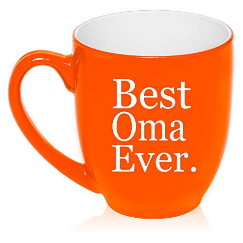 16 oz Large Bistro Mug Ceramic Coffee Tea Glass Cup Best Oma Ever Grandma Grandmother (Orange)
