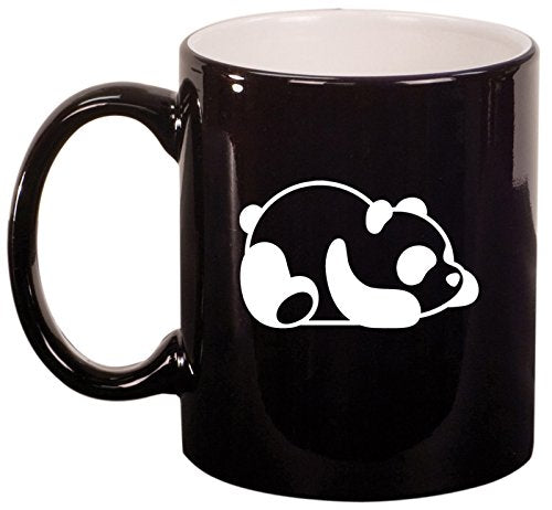 Ceramic Coffee Tea Mug Cup Lazy Panda (Black)