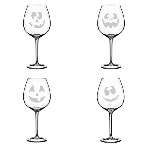 Set of 4 Wine Glass Goblet Jack O' Lanterns Halloween Collection (20 oz Jumbo)