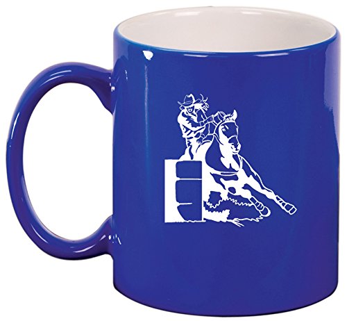 Ceramic Coffee Tea Mug Cup Female Barrel Racing Cowgirl (Blue)