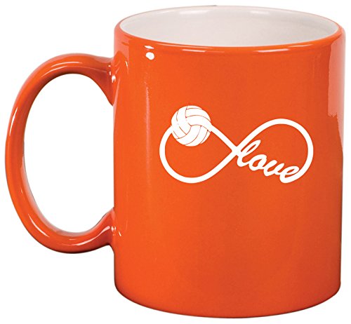 Ceramic Coffee Tea Mug Cup Infinity Infinite Love Volleyball (Orange)