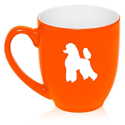 16 oz Large Bistro Mug Ceramic Coffee Tea Glass Cup Poodle (Orange)