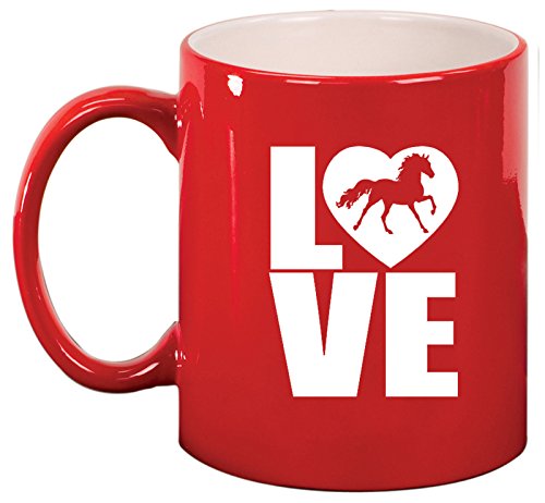 Ceramic Coffee Tea Mug Cup LOVE Horse (Red)