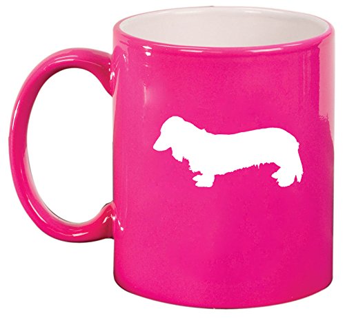 Ceramic Coffee Tea Mug Cup Long Haired Dachshund (Pink)