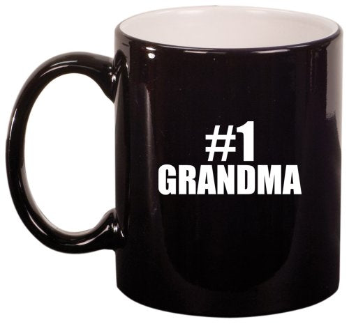 #1 Grandma Ceramic Coffee Tea Mug Cup Black Gift for Grandma