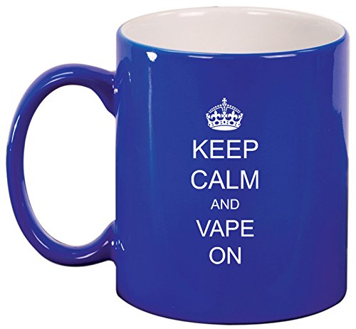 Ceramic Coffee Tea Mug Keep Calm and Vape On (Blue)