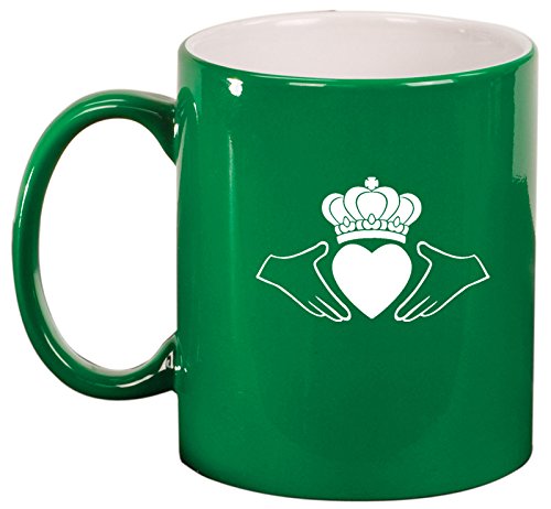 Ceramic Coffee Tea Mug Irish Claddagh (Green)