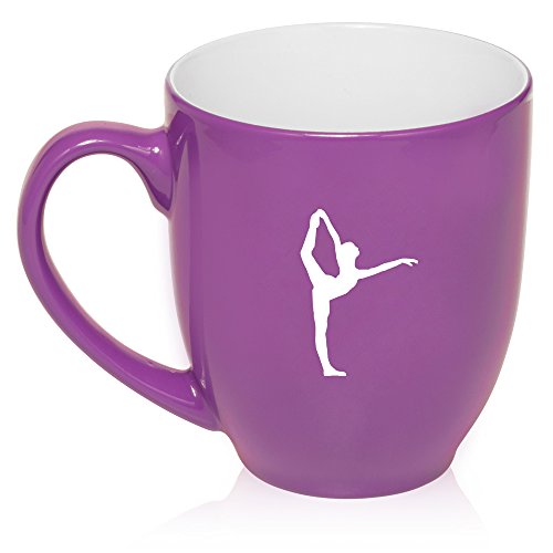 16 oz Large Bistro Mug Ceramic Coffee Tea Glass Cup Dancer Gymnastics (Purple)