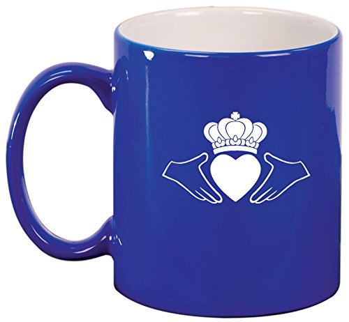 Ceramic Coffee Tea Mug Irish Claddagh (Blue)