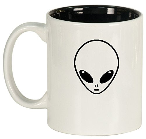 Ceramic Coffee Tea Mug Cup Alien Head (White)