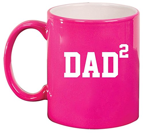 Ceramic Coffee Tea Mug Cup DAD x2 Squared Father Of 2 (Pink)