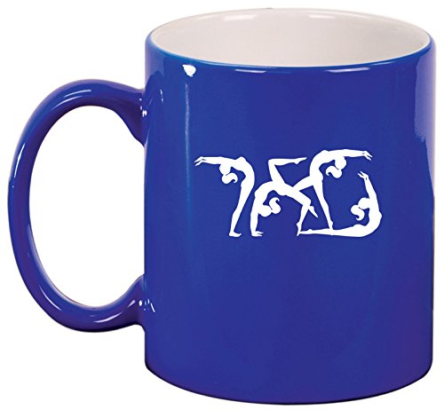 Ceramic Coffee Tea Mug Cup Female Gymastics (Blue)