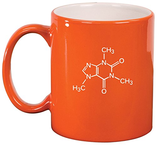Ceramic Coffee Tea Mug Caffeine Molecule (Orange)