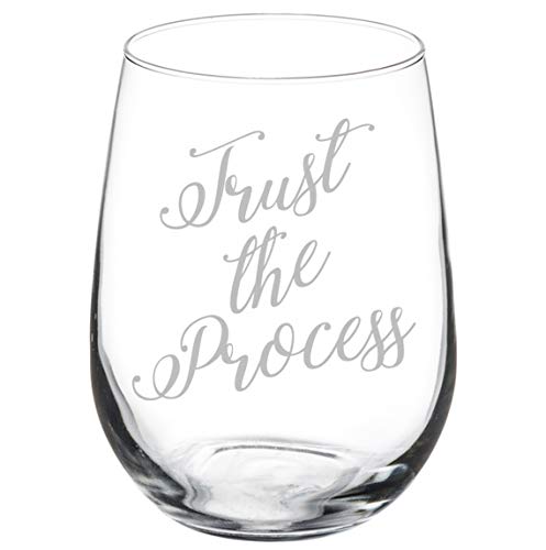 Wine Glass Goblet Trust The Process (17 oz Stemless)