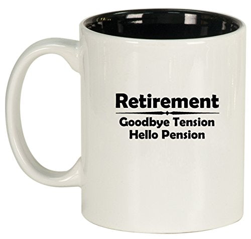 Ceramic Coffee Tea Mug Cup Retirement Pension (White)