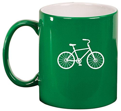 Ceramic Coffee Tea Mug Cup Bike Bicycle (Green)