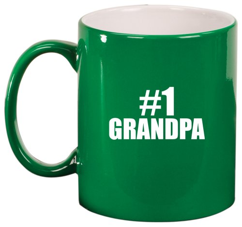 #1 Grandpa Ceramic Coffee Tea Mug Cup Green Gift for Grandpa
