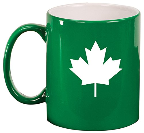 Ceramic Coffee Tea Mug Cup Maple Leaf (Green)