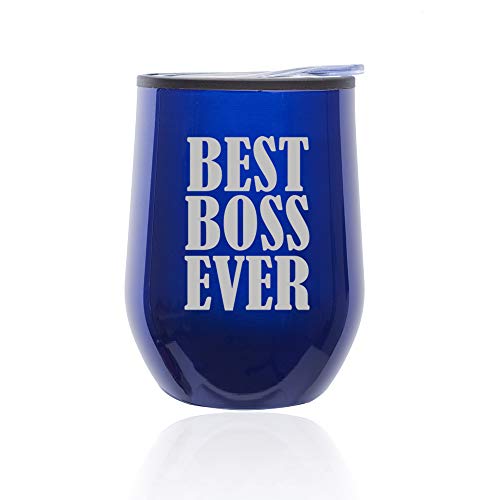 Stemless Wine Tumbler Coffee Travel Mug Glass With Lid Best Boss Ever