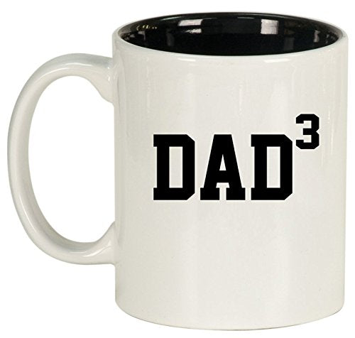 Ceramic Coffee Tea Mug Cup DAD x3 Cubed Father Of 3 (White)