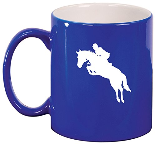 Ceramic Coffee Tea Mug Cup Horse with Rider (Blue)