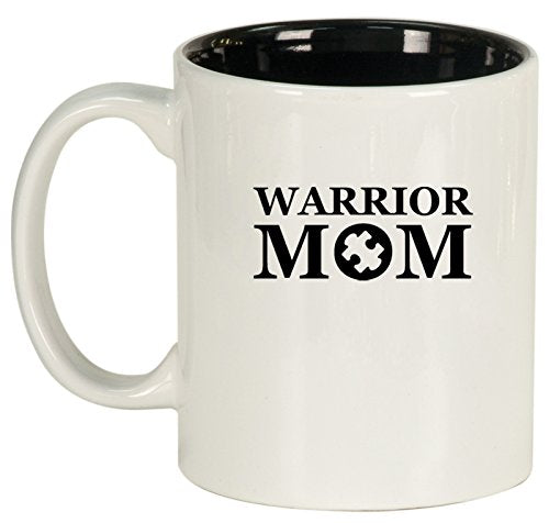 Ceramic Coffee Tea Mug Warrior Mom Autism (White)