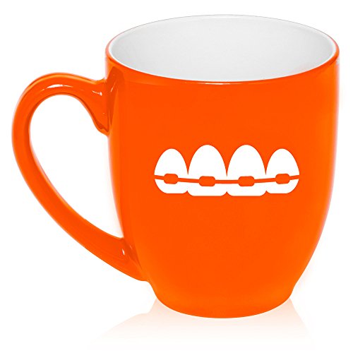 16 oz Large Bistro Mug Ceramic Coffee Tea Glass Cup Orthodontist Dentist (Orange)