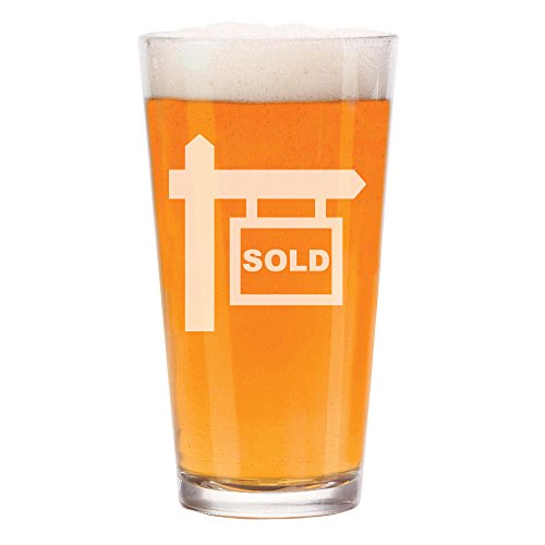 16 oz Beer Pint Glass Real Estate Agent Broker Realtor Sold