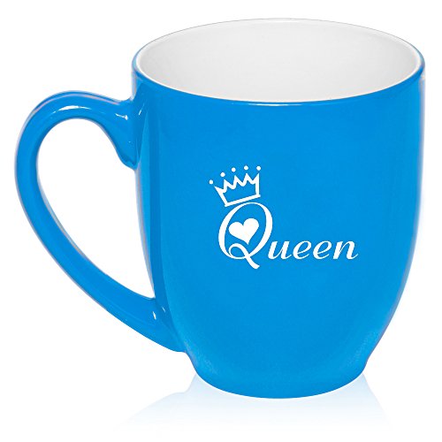 16 oz Light Blue Large Bistro Mug Ceramic Coffee Tea Glass Cup Queen