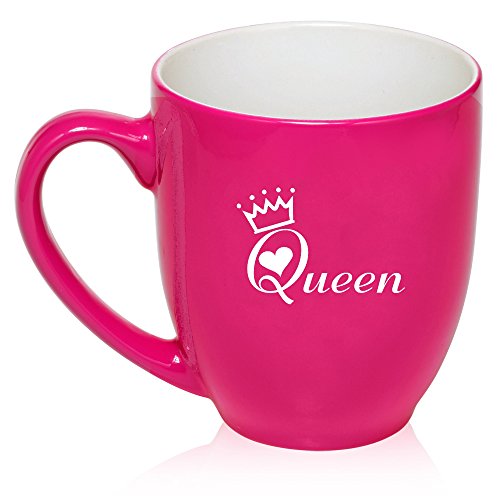 16 oz Hot Pink Large Bistro Mug Ceramic Coffee Tea Glass Cup Queen