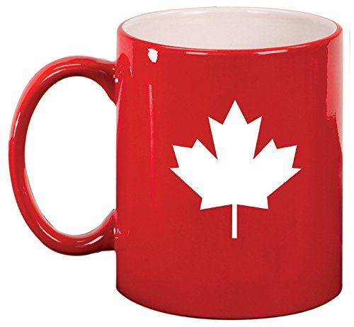 Ceramic Coffee Tea Mug Cup Maple Leaf (Red)