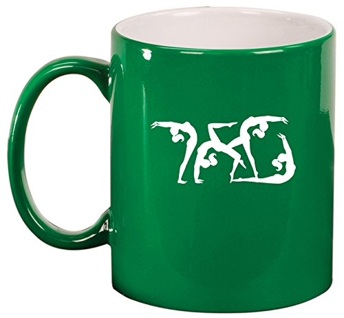 Ceramic Coffee Tea Mug Cup Female Gymastics (Green)