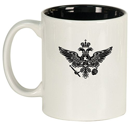 Ceramic Coffee Tea Mug Cup Russia Russian Eagle (White)