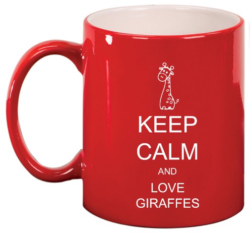 Keep Calm and Love Giraffes Ceramic Coffee Tea Mug Cup Red
