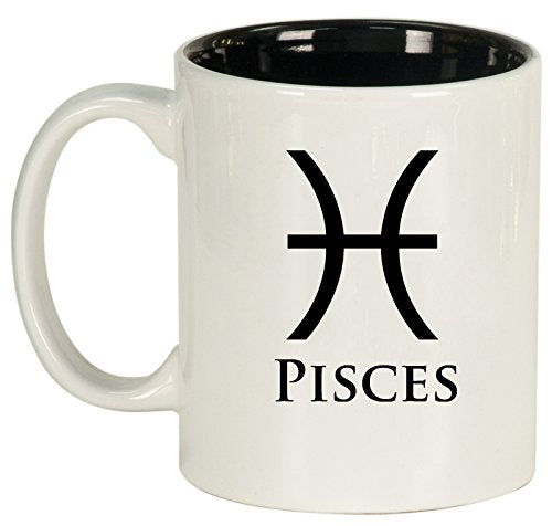 Ceramic Coffee Tea Mug Cup Pisces (White)