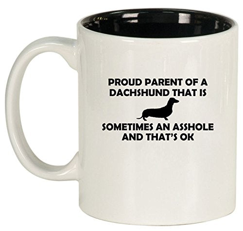 Ceramic Coffee Tea Mug Cup Proud Parent Dachshund (White)