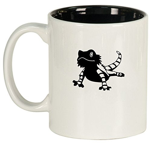 Ceramic Coffee Tea Mug Cup Bearded Dragon Lizard (White)