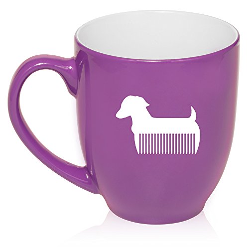 16 oz Large Bistro Mug Ceramic Coffee Tea Glass Cup Pet Dog Grooming Cat Groomer Salon (Purple)
