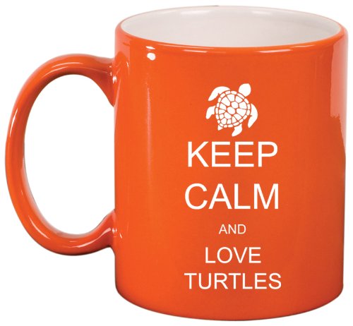 Keep Calm and Love Turtles Ceramic Coffee Tea Mug Cup Orange